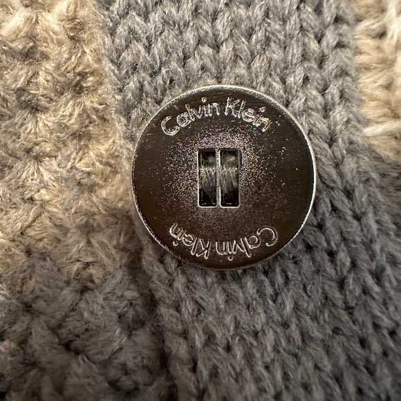 Calvin Klein Striped Sweater Tunic Silver Side Button Poncho - One Size (XXL) - Picture 9 of 12